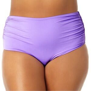 Anne Cole High Waisted Shirred Bikini Bottoms Amethyst Size 16W NWT